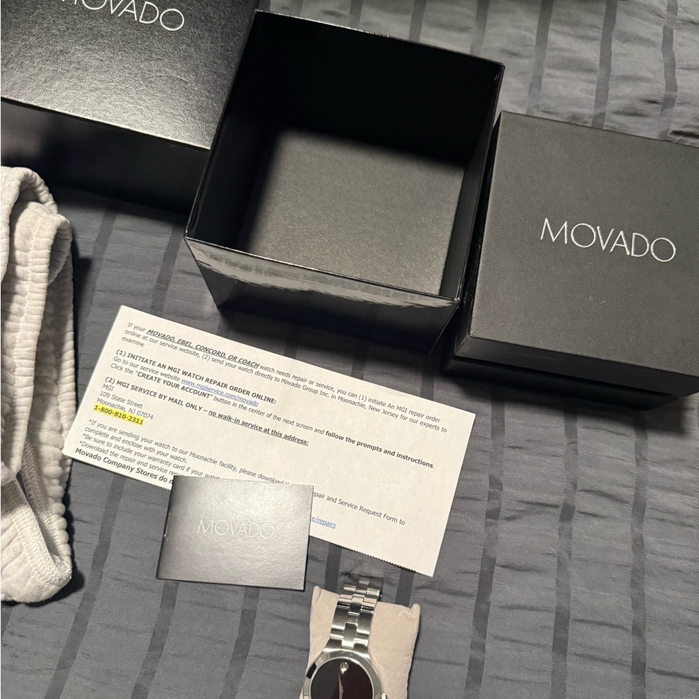 Movado Black and Silver Men's Watch